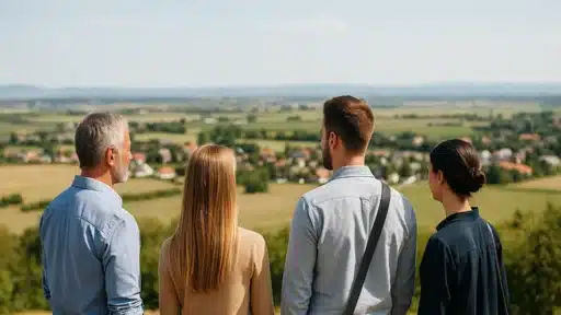 Vier diskret agierende Personen mit Blick in die Weite – symbolisieren das Ermittlerteam der Detektei in Niederösterreich.