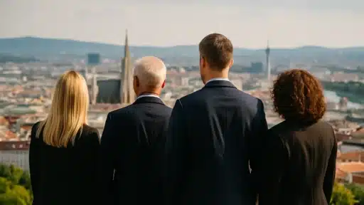 Detektivteam anonym vor Wiener Skyline