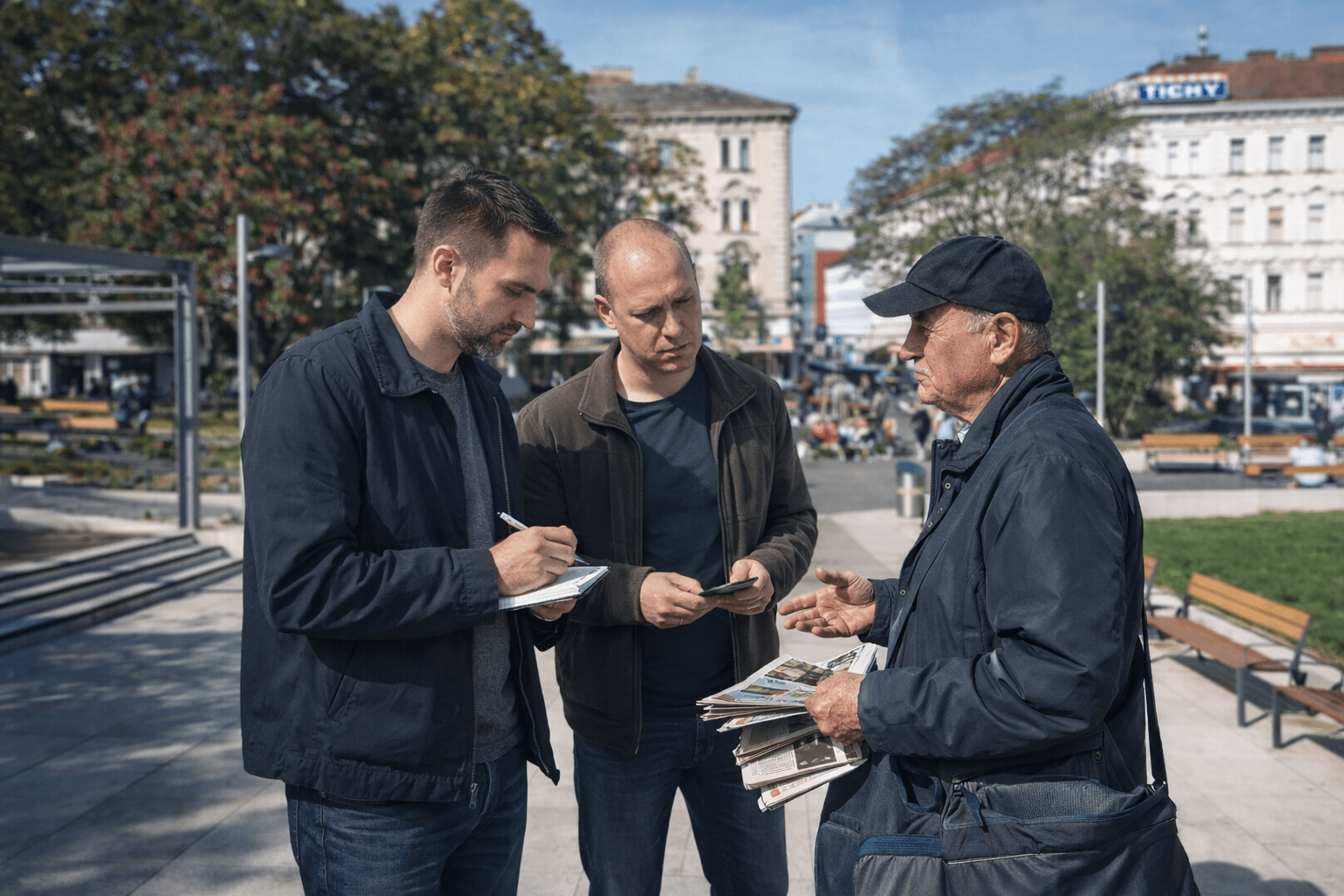 Detektive in Wien Favoriten bei Befragung am Reumannplatz im 10. Bezirk